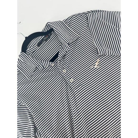 RLX Ralph Lauren Men's Short Sleeve Striped Polo Shirt Embroidered Eagle Size M - Picture 1 of 10